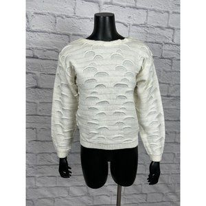 The Italian Mob Acrylic Knitted White Long Sleeve Pull Over Sweater Womens Small